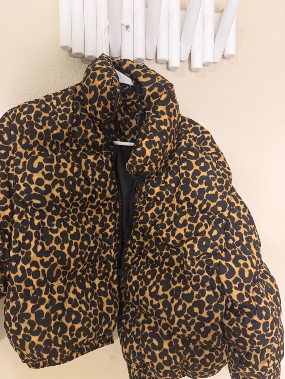 Leopard Print Puffer Jacket - Women's Animal Print Coat